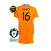 Conjunto Niños Real Madrid Segunda Equipación Naranja 2024/25 + 3 REGALOS 🎁